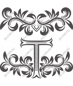 Exquisite floral pattern with the letter "T" — elegant