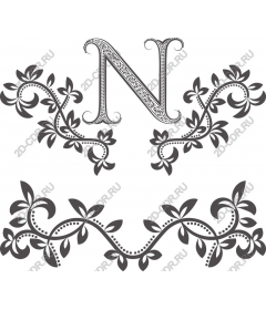  Elegant Floral Monogram N