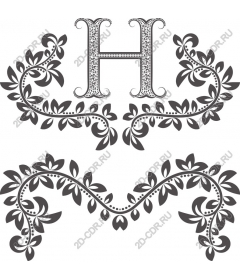 Exquisite floral monogram - letter H