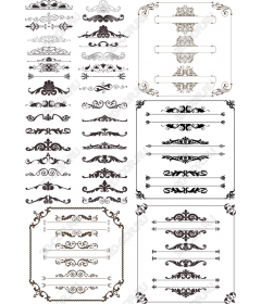 Коллекция элегантных клипартов: набор декоративных бордюров и завитушек
