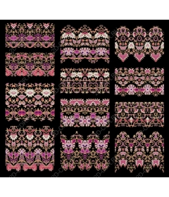 Exquisite set of floral and decorative borders