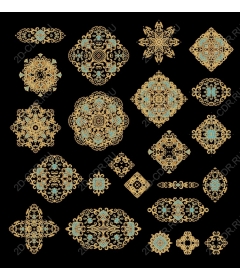  Collection ornamented with gold and turquoise motifs