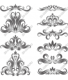  Elegant set of floral ornaments