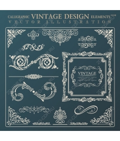  Calligraphic vintage elements set