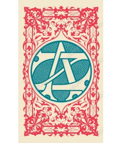  Elegant monogram in turquoise and red colors
