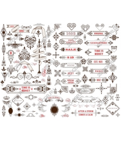  Collection vintage decorative elements