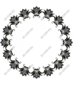  Black floral round frame