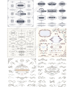 Элегантный каллиграфический и рамочный клипарт-набор