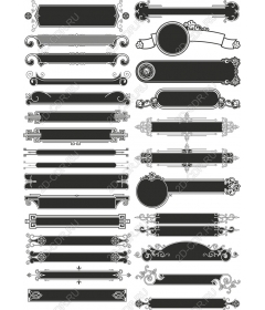 Набор клипартов для винтажных декоративных баннеров