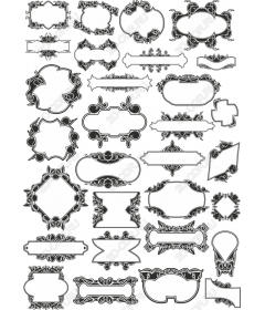 Набор черных декоративных рамок - 40 элегантных клипартов