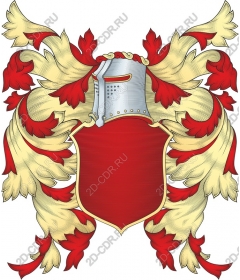 Heraldic shield with an ornate curl