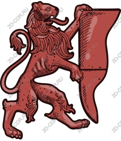 Regal lion with a shield