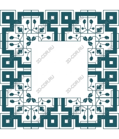  Elegant geometric floral frame in turquoise color