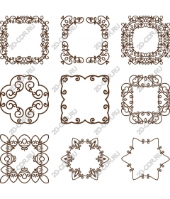 Set of floral decorative frames