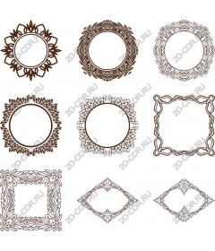  Elegant set of frames with floral and ornamental pattern