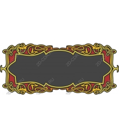 Decorative frame in red and gold tones