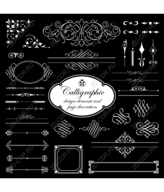 Set of calligraphic elements and page skins