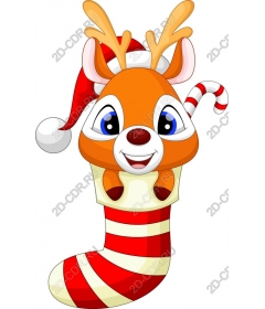  Cute deer in a Christmas stocking