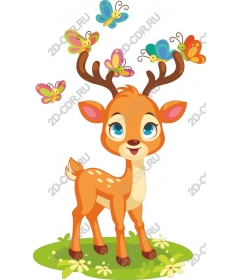 Funny deer with butterflies