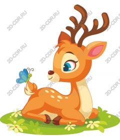  Charming deer and butterfly