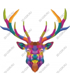  Colored deer head