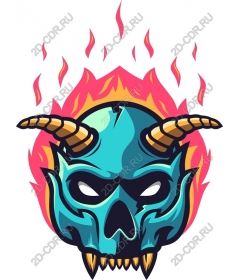  Bright, flaming skull
