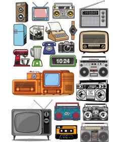 Set of retro vintage gadgets