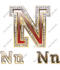  Dazzling letter N with rhinestones