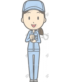 Cheerful worker in blue uniform
