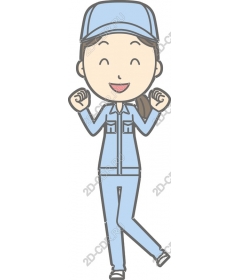 Cheerful woman in a blue work suit