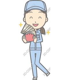 Cheerful woman with money