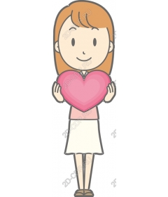 Cheerful girl with a heart