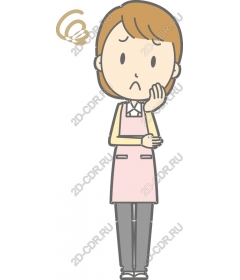 Pensive woman in an apron