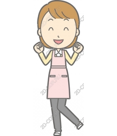 Cheerful woman in an apron