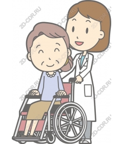  Caring medical worker and elderly woman