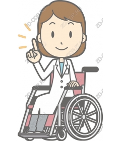  A medical worker in a wheelchair