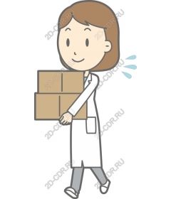 Fun character in a lab coat with boxes