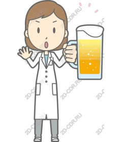 Funny scientist holding mug of beer