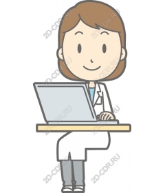 Friendly female doctor with computer