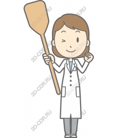 Cheerful woman scientist with a paddle