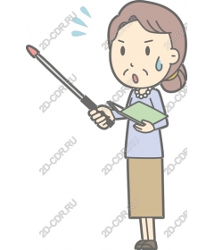  Concerned woman with a pointer and tablet