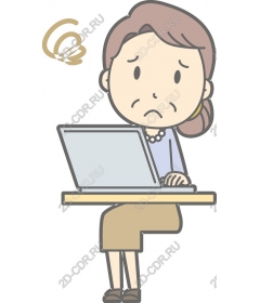  Concerned woman at the computer