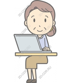  Smiling woman working on laptop