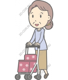 Cheerful elderly woman with a shopping cart