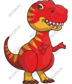 Playful red cartoon Tyrannosaurus