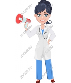 Funny doctor with a megaphone