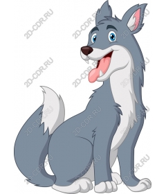 Playful cartoon wolf