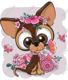  Cute Chihuahua with flowers