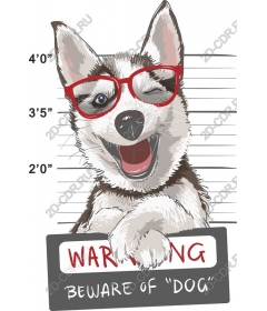 Warning sign "Quirky dog husky"