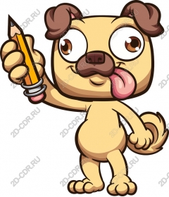  Cute character-pug with a pencil